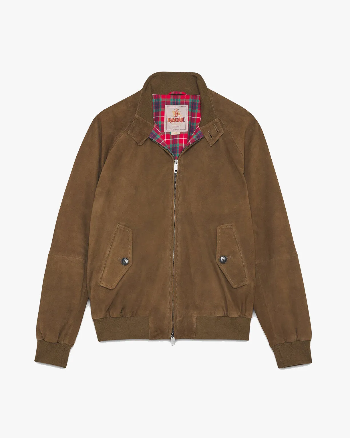 Baracuta G9 Suede Harrington Jacket - Dark Olive