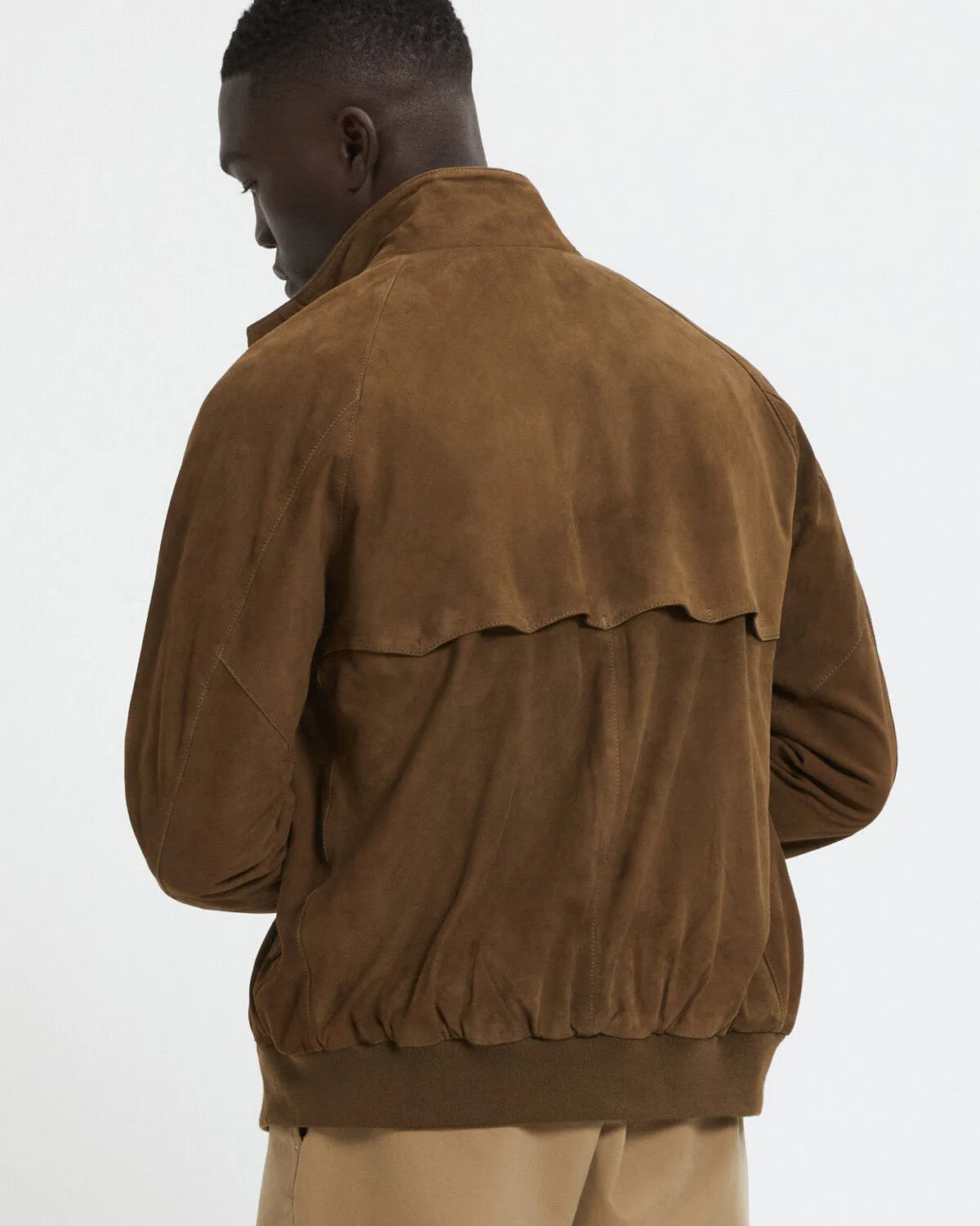 Baracuta G9 Suede Harrington Jacket - Dark Olive