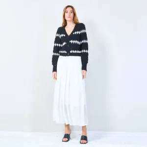 Button-up cardigan with geometric pattern wholesale