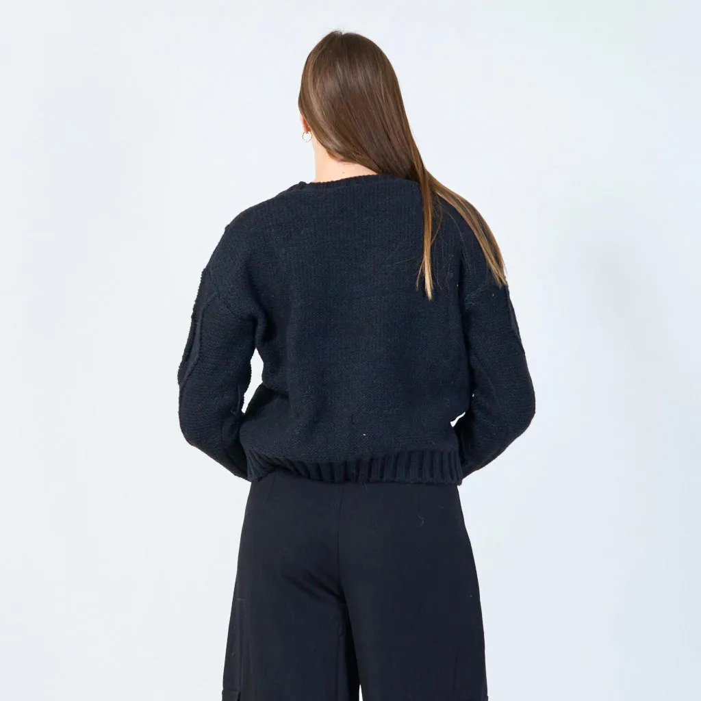Button-up textured knit cardigan wholesale