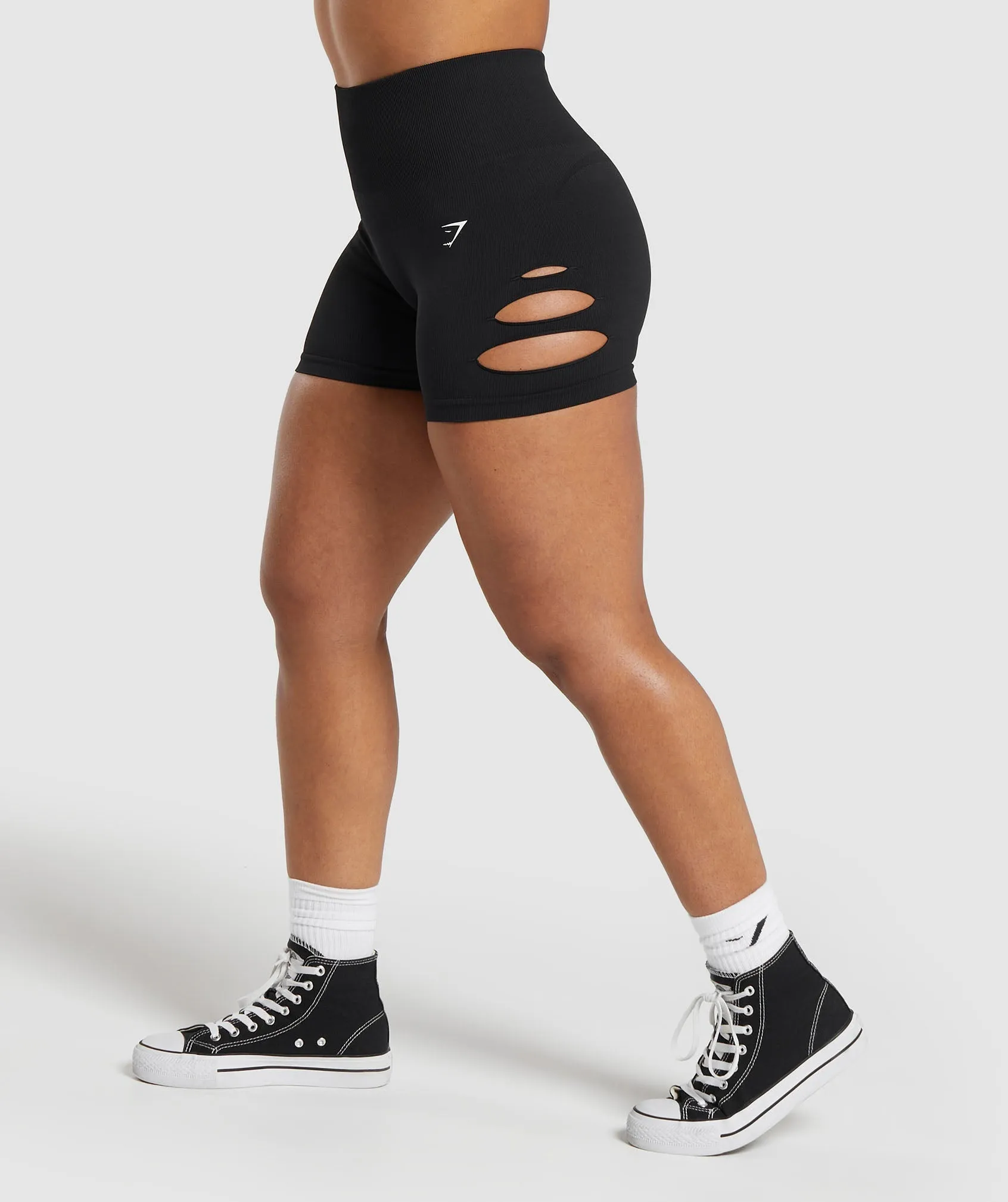Gymshark Gains Seamless Ripped Shorts - Black