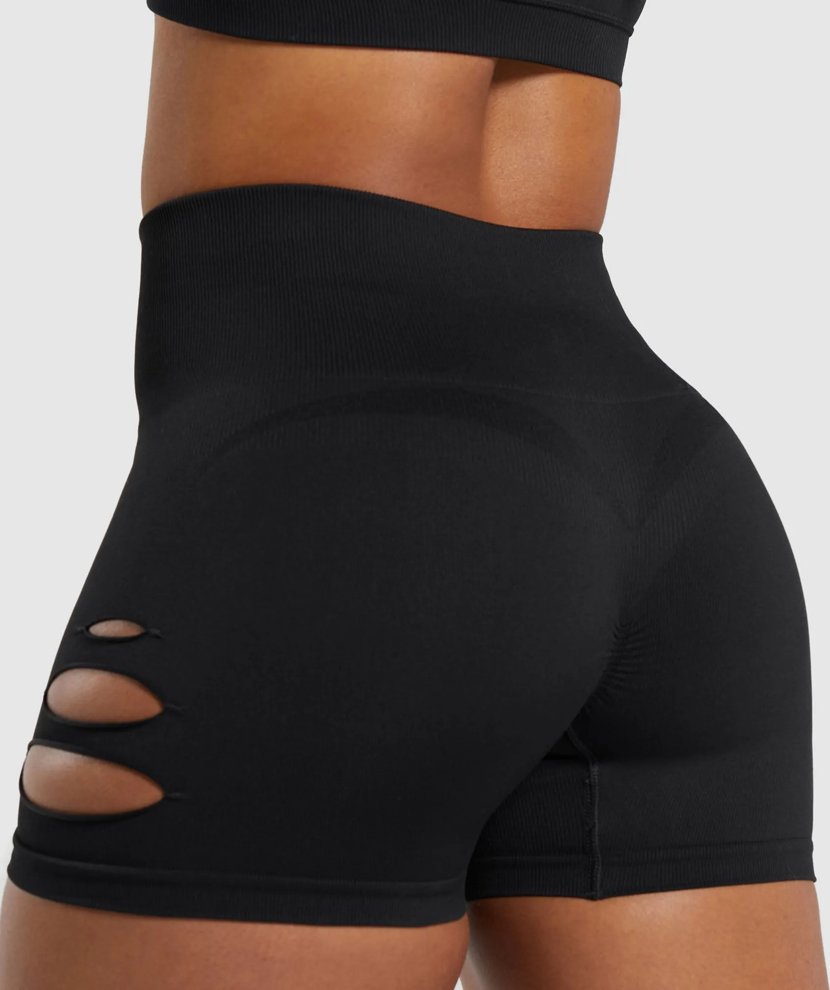 Gymshark Gains Seamless Ripped Shorts - Black