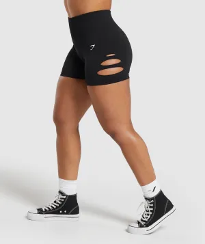 Gymshark Gains Seamless Ripped Shorts - Black