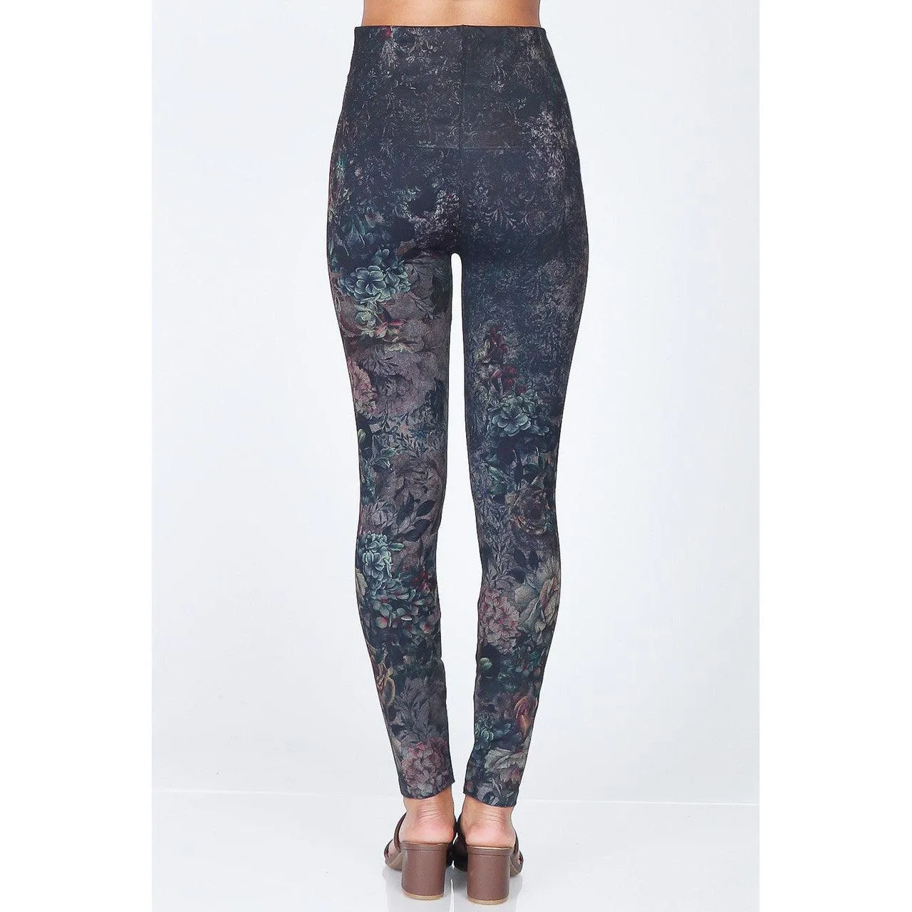 High Waist Crop Length Jeans Leggings in Abstract Floral