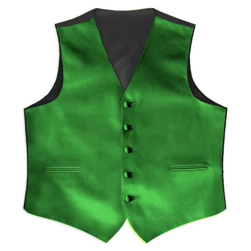 Kelly Green Satin Full Back Tuxedo Vest