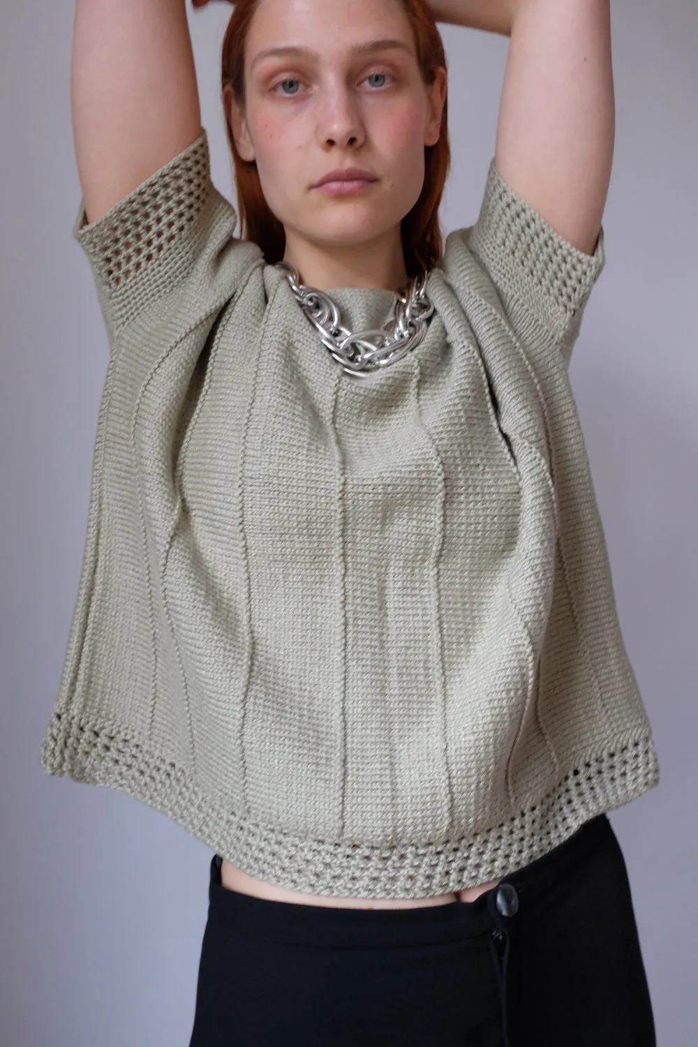 LAYER KNIT MINT COTTON VINTAGE CROP TOP