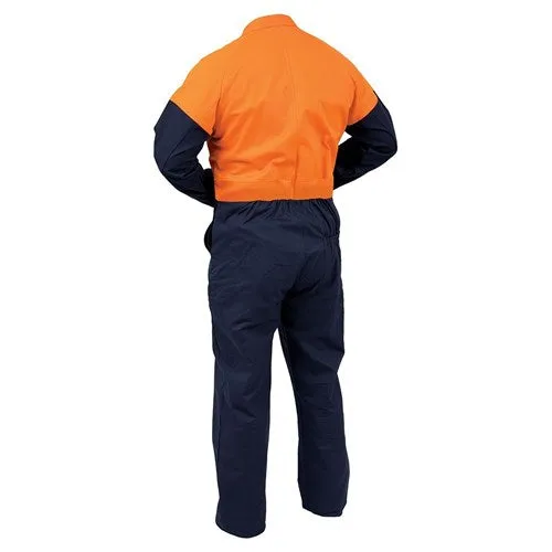 Long Sleeve Cotton Overalls - Orange/Navy