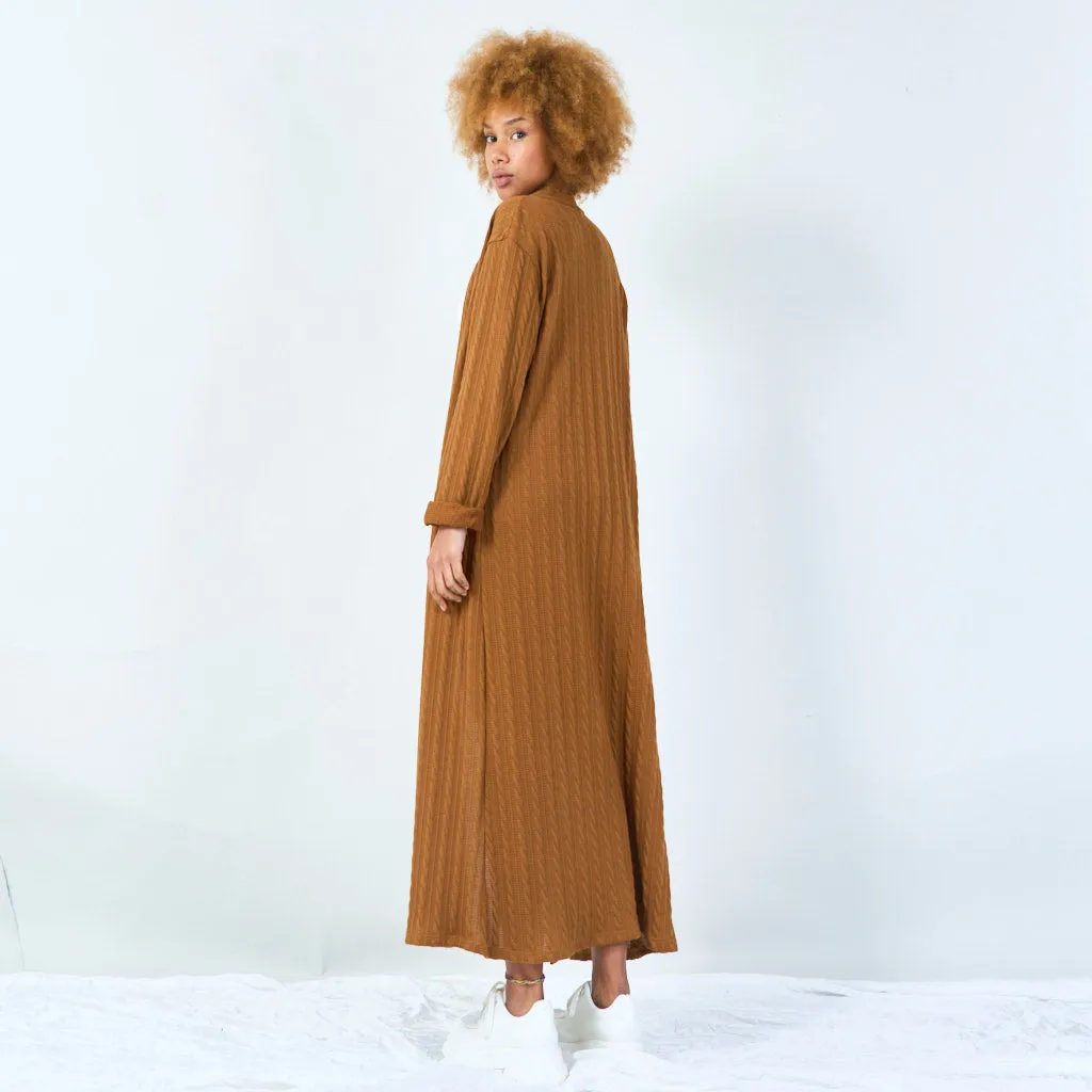 Long textured open cardigan wholesale