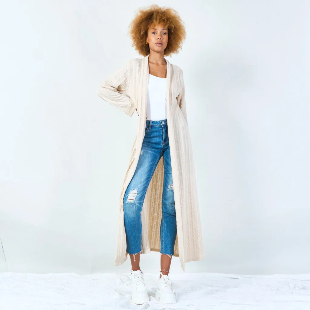 Long textured open cardigan wholesale