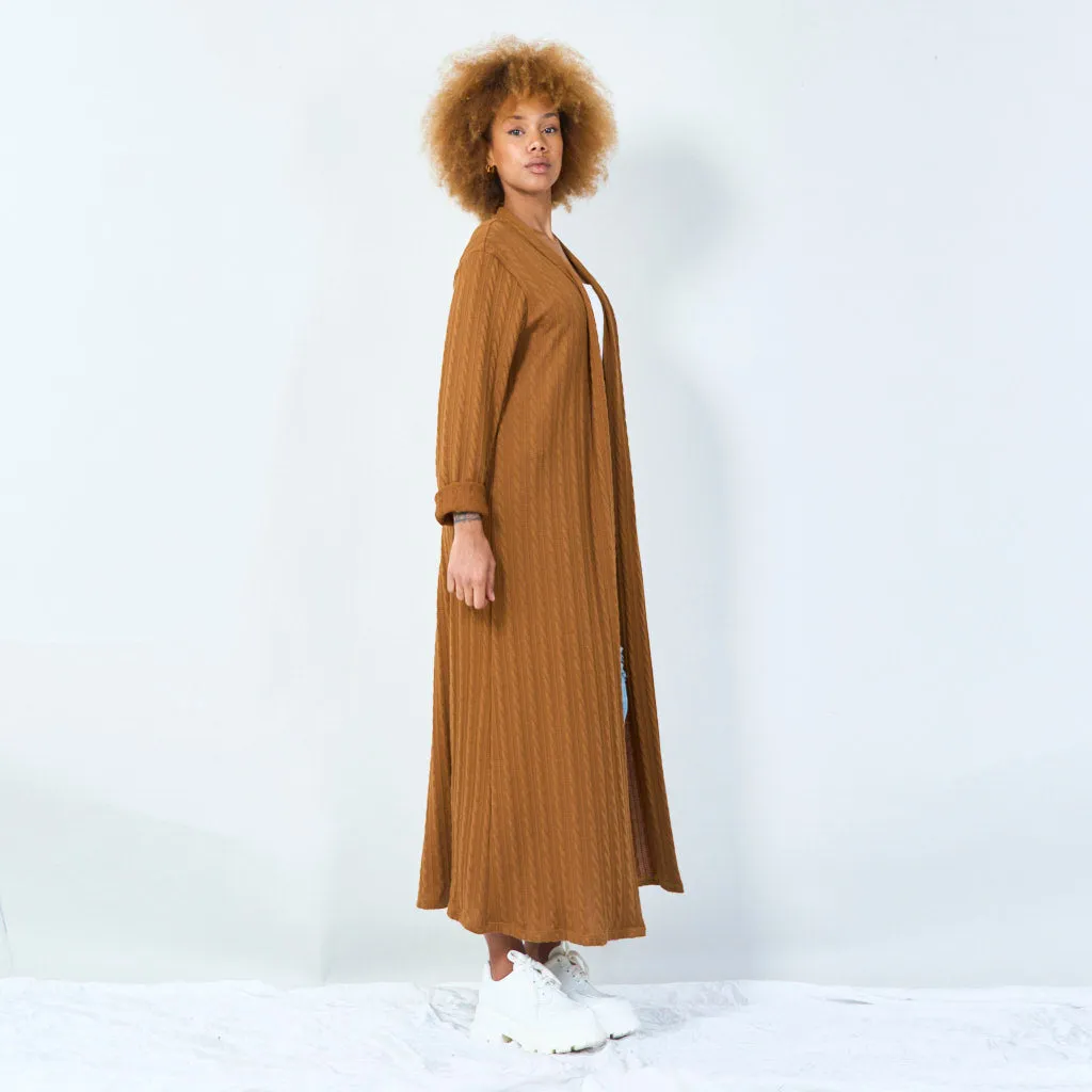 Long textured open cardigan wholesale