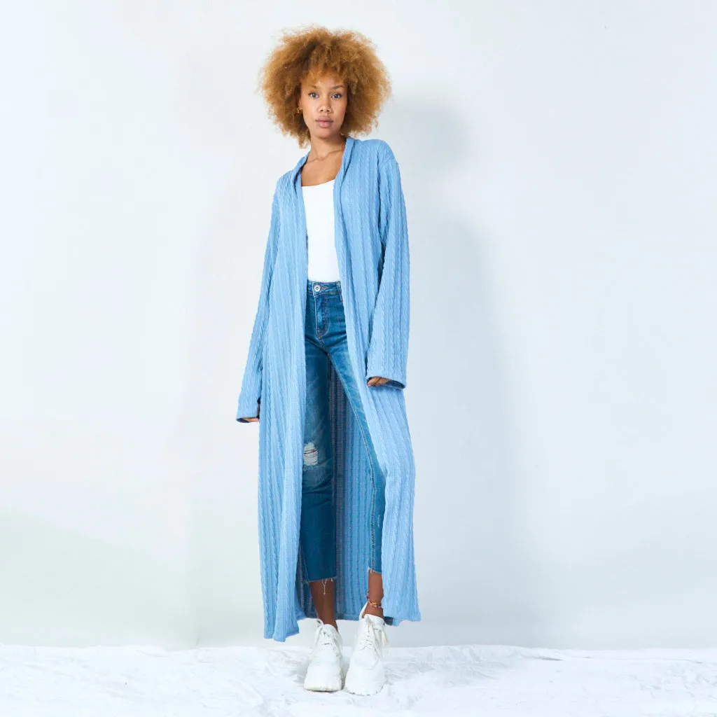 Long textured open cardigan wholesale