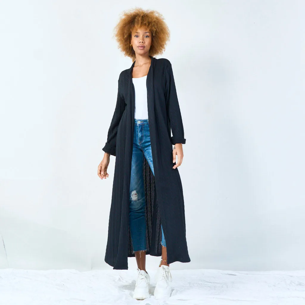 Long textured open cardigan wholesale