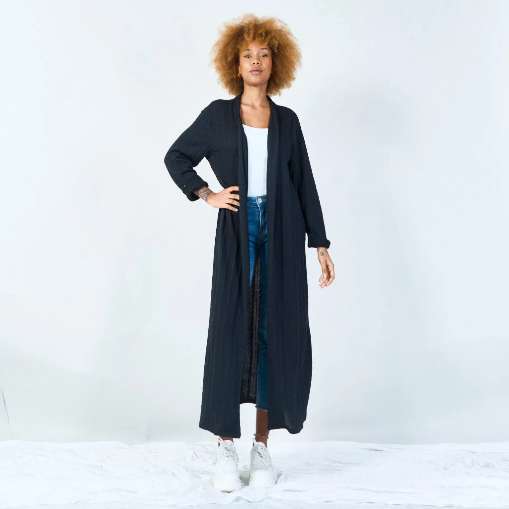 Long textured open cardigan wholesale