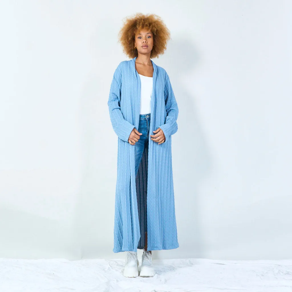Long textured open cardigan wholesale