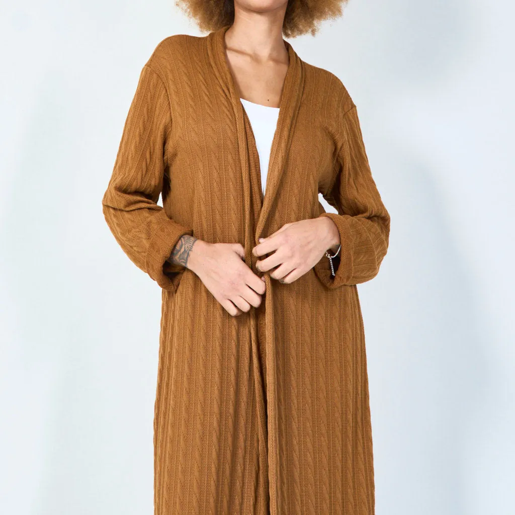 Long textured open cardigan wholesale