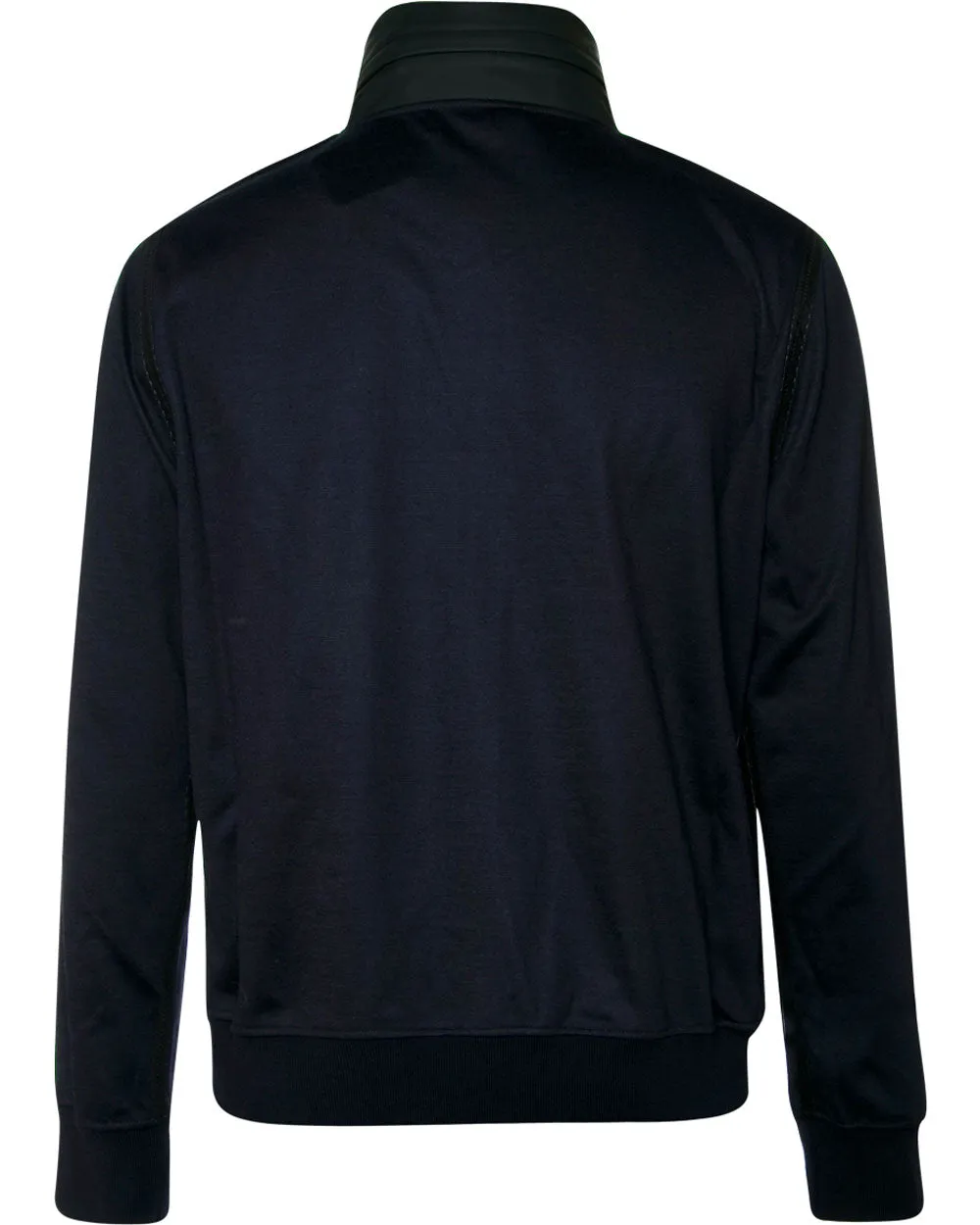 Navy and Black Technical Cotton Zip Up Jacket