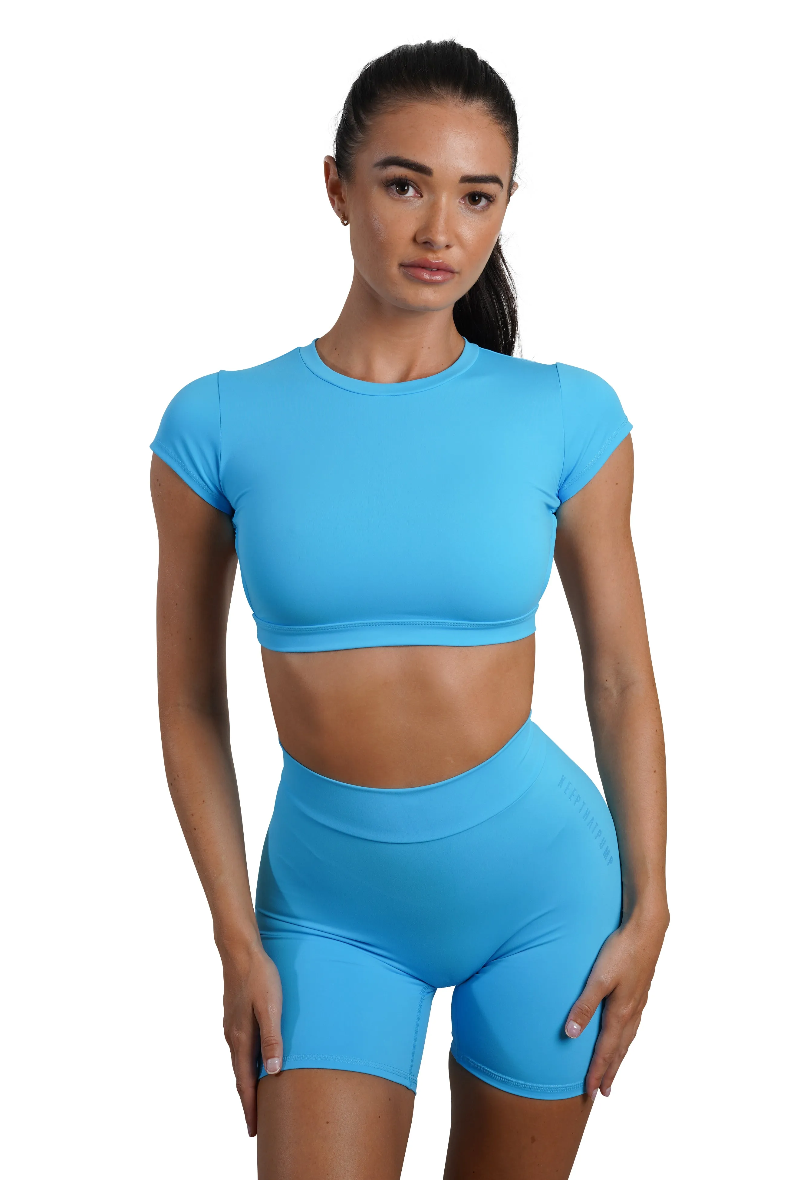 SCULPT V-BACK SHORTS - ICE BLUE