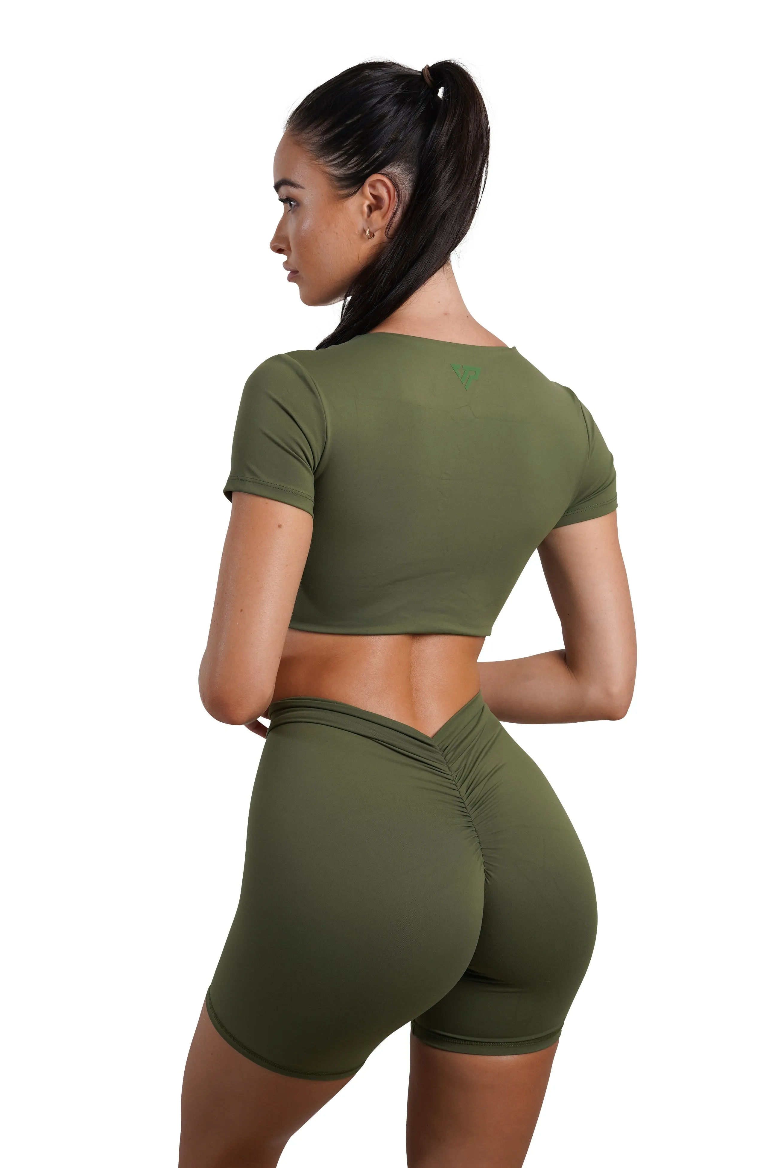 SCULPT V-BACK SHORTS - OLIVE GREEN