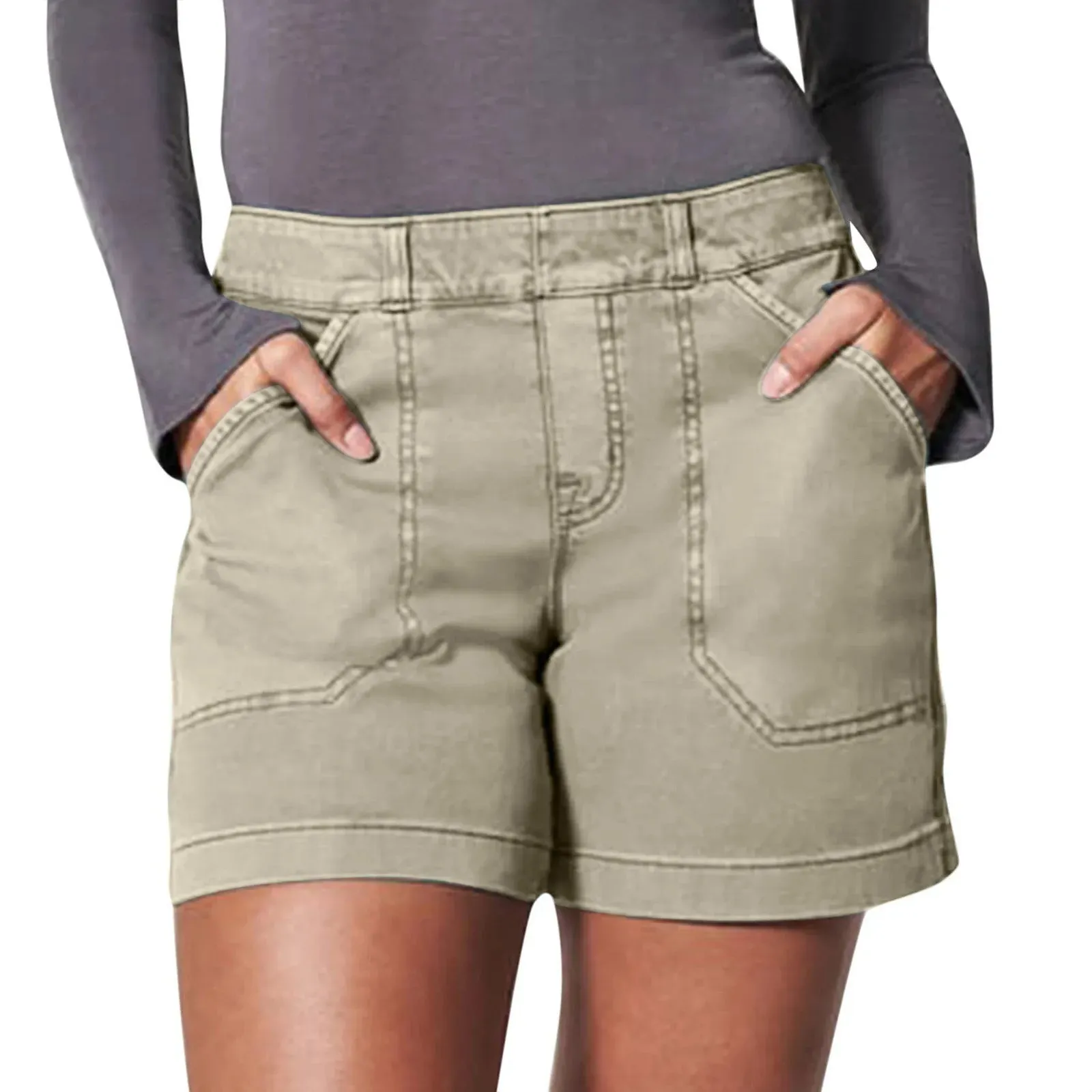 Summer Casual Women's Stretch Twill Pants with Pockets
