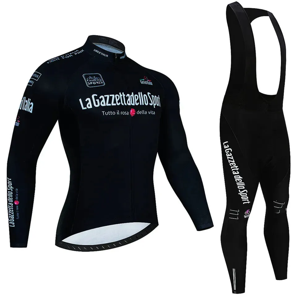 Tour De Giro D'ITAL Autumn Long Sleeve Cycling Jersey Set Bicycle Sportwear Suit Road Bike MTB Bike Wear Ropa Ciclismo Uniform