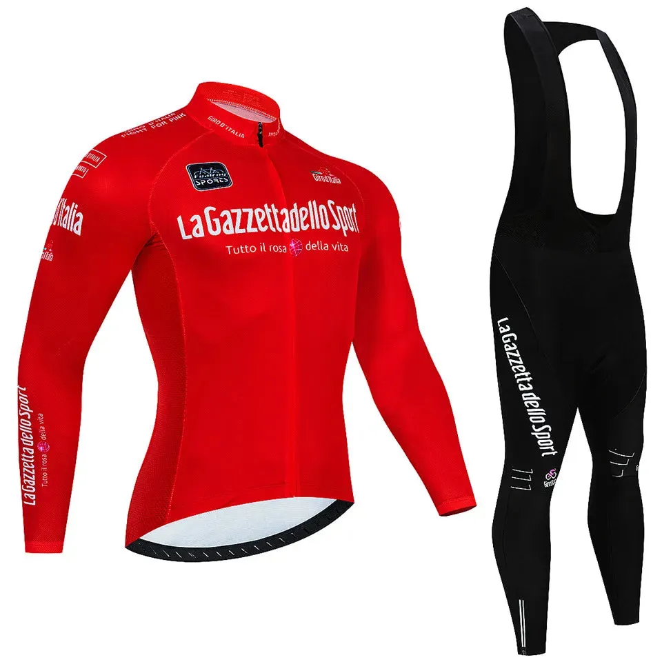 Tour De Giro D'ITAL Autumn Long Sleeve Cycling Jersey Set Bicycle Sportwear Suit Road Bike MTB Bike Wear Ropa Ciclismo Uniform