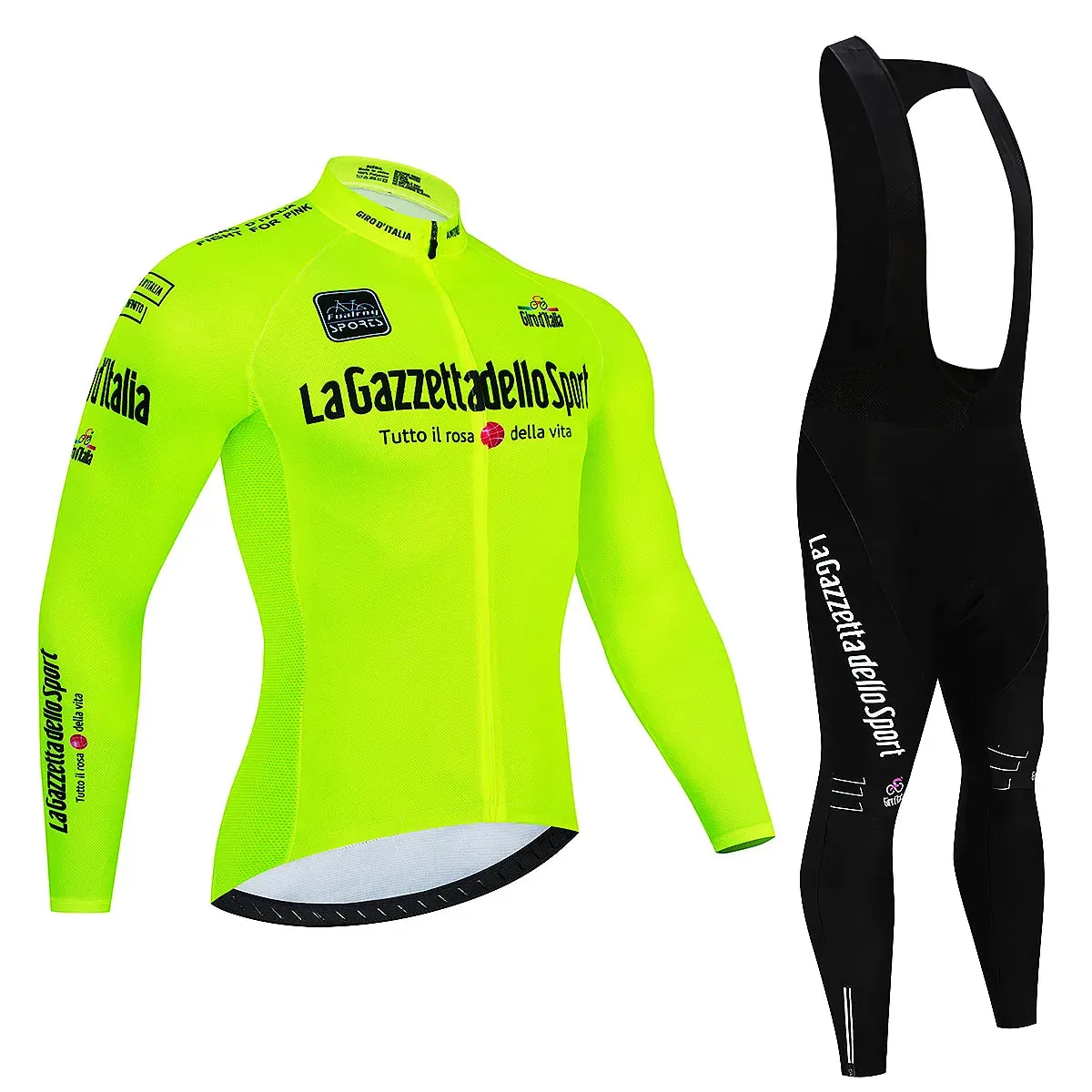 Tour De Giro D'ITAL Autumn Long Sleeve Cycling Jersey Set Bicycle Sportwear Suit Road Bike MTB Bike Wear Ropa Ciclismo Uniform