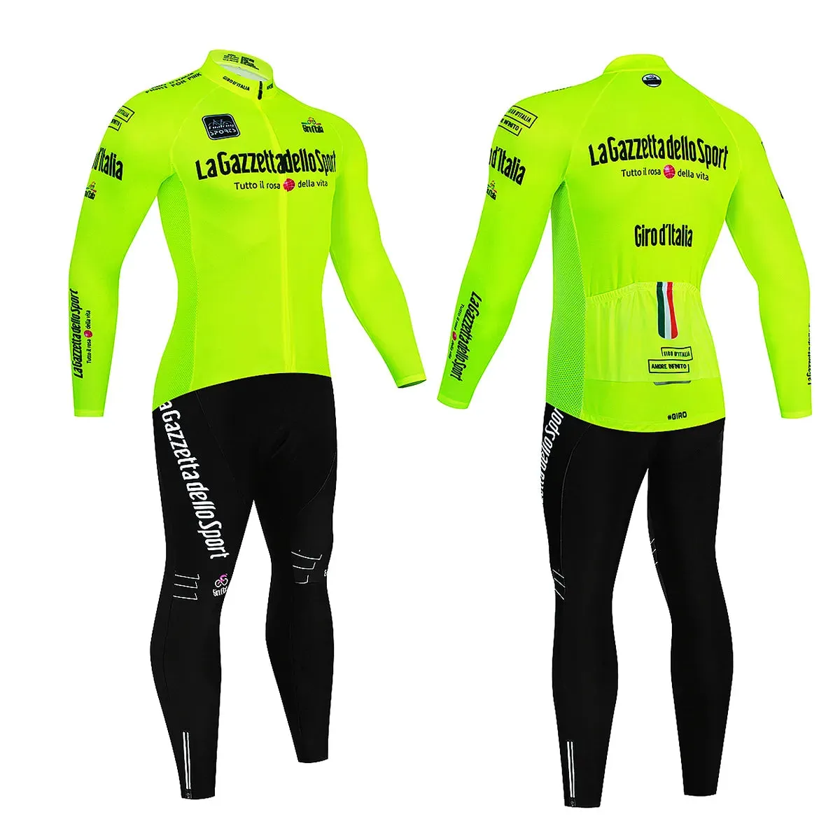 Tour De Giro D'ITAL Autumn Long Sleeve Cycling Jersey Set Bicycle Sportwear Suit Road Bike MTB Bike Wear Ropa Ciclismo Uniform
