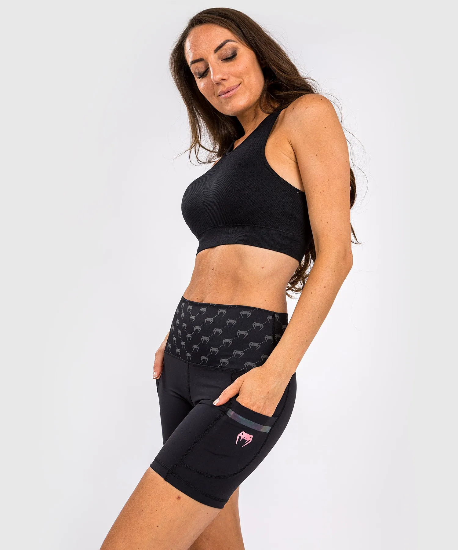 Venum Monogram Compression Shorts - For Women - Black/Pink Gold